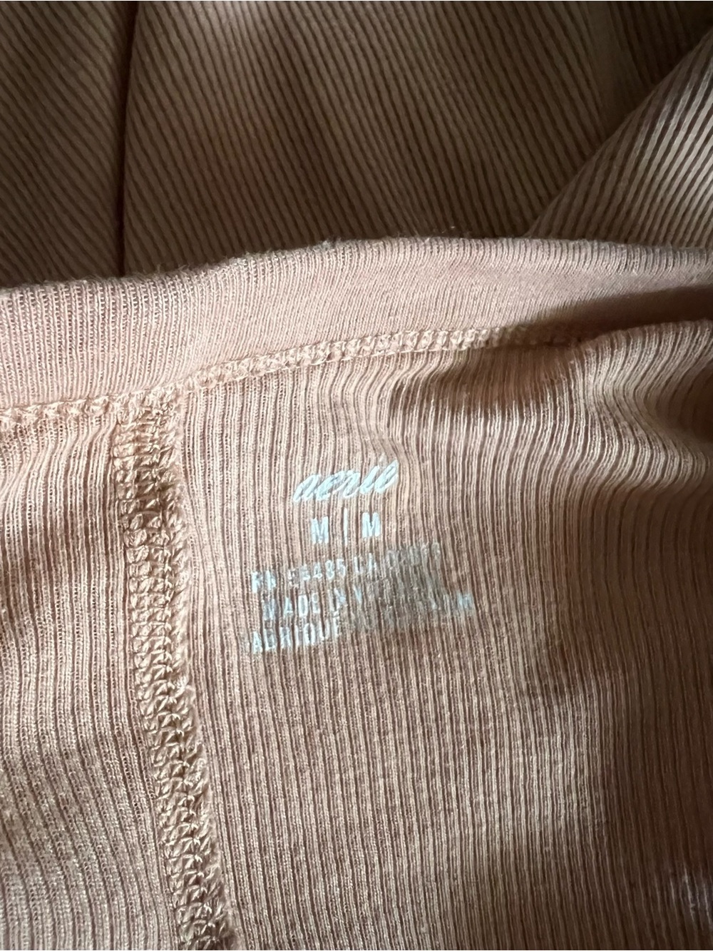 Aerie Long Sleeve Ribbed Henley Top - Taupe - Picture 4 of 6